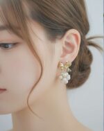 Pearl posy ribbon earrings